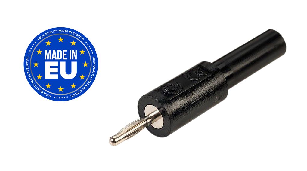 Test Adapter Banana Socket 4 mm - Banana Plug 2 mm 10A 30VAC 60VDC 46mm Black